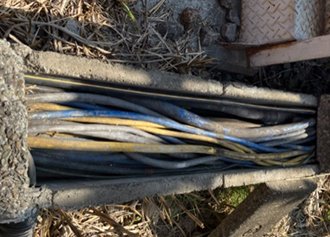 ▲線路脇に敷設されている
信号ケーブル